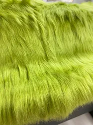 Thailand High Quality Long Pile 100mm Luxury Acrylic/Polyester  Faux Fur Fabric Green Color