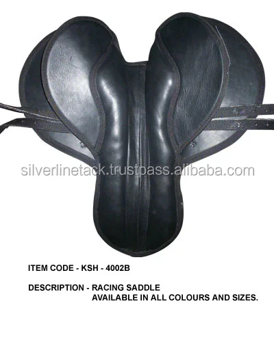 Horse Racing saddles in leather and synthetic material.