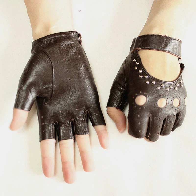 Leather gloves men Thin Fashion Hollow Style Color Sheepskin Outdoor Motorcycle gloves Riding  Driving gloves