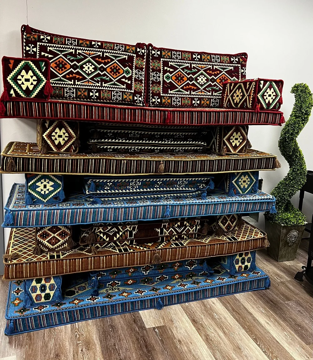Oriental Sofa Set Arabic Floor Seating Couch Sectional Cushion  | 190*70cm |  5 piece  |  28 dances full of sponge