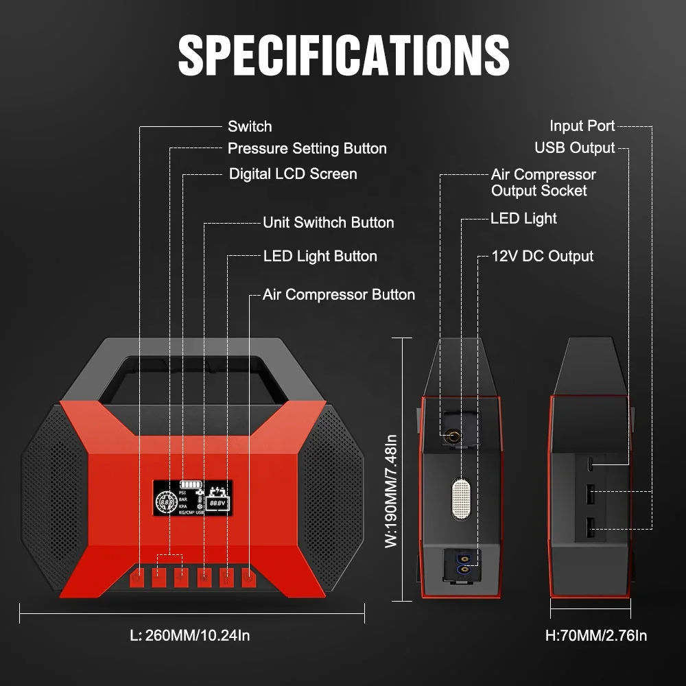 POWRUN 5 в 1 Genius boost Jump Starter GS супер конденсатор портативный 12В Автомобильный 800A аккумулятор стартер с воздушным