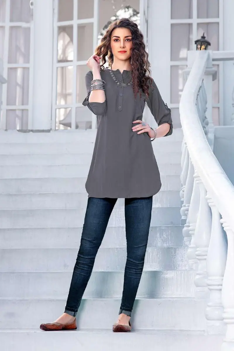 Trendy product Wholesale Evening Wear Rayon Simple Plain Weatern Wear Tops (combo of 8)