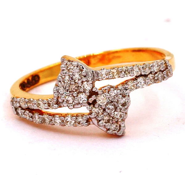 
Diamond Ring Djewels Diwali Round Shape Real Natural Diamonds Studded 14 Kt Yellow Gold Diamond Ring with IGI Certificate 