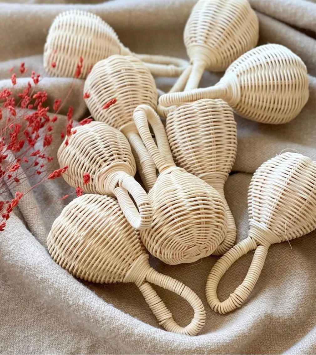 Eco friendly natural cheap price handmade wicker baby toys rattan rattle