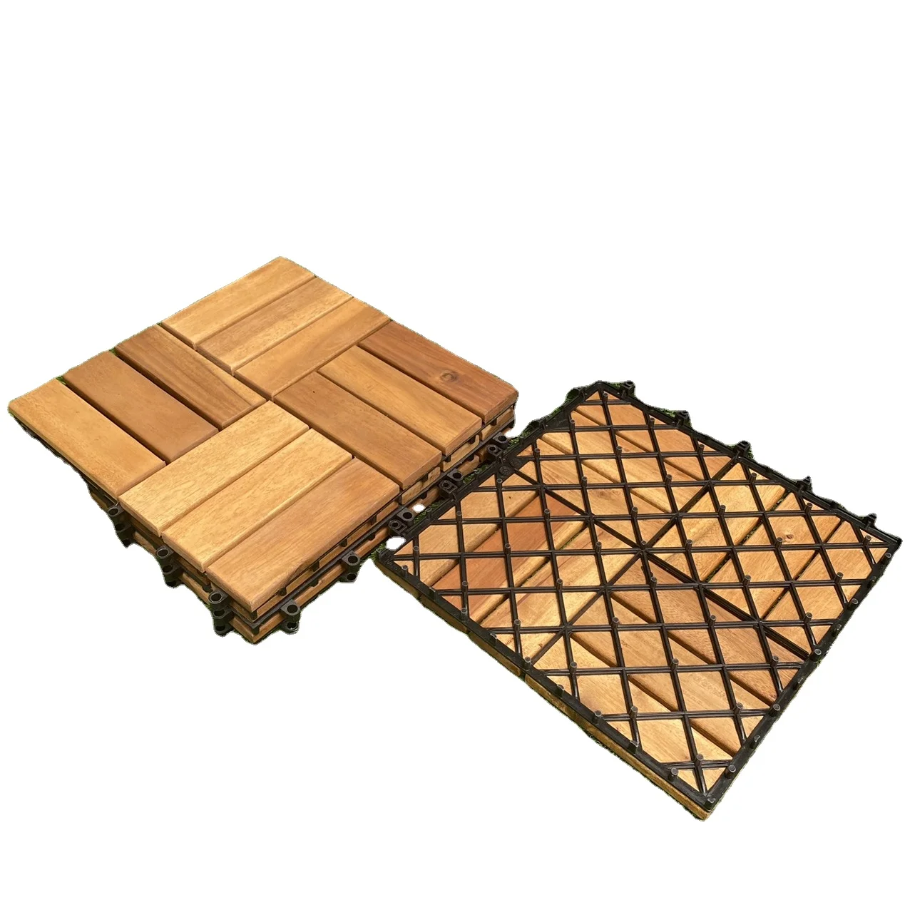 Good price and high quality garden floor tiles Acacia wood deck tiles interlocking wooden flooring from Vietnam