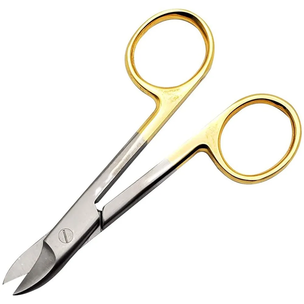 A+Quality FABCARE curved nail scissors incl. pouch & e-book - innovative micro-serrations  sharp cuticle