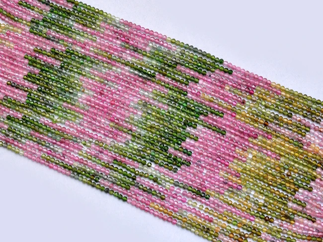 2mm Genuine High Quality Watermelon Multi Tourmaline Gemstone Beads For Jewelry Making
