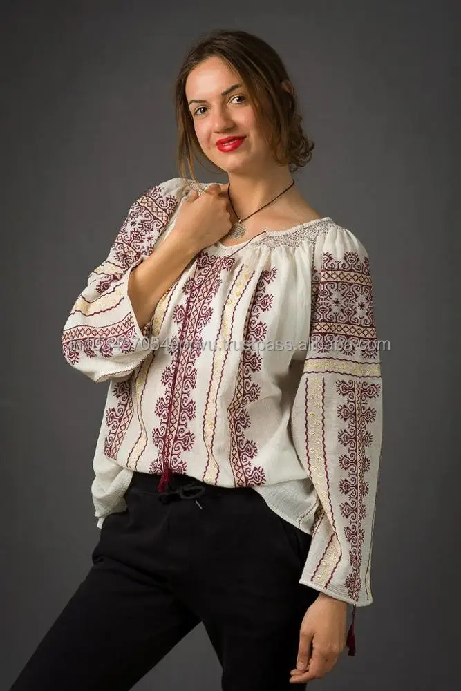 Ukrainian Embroidered Special Charm Vintage Look Women Blouse Plus Size Romanian Folk Costume Made In India Bold Boho Lady Top