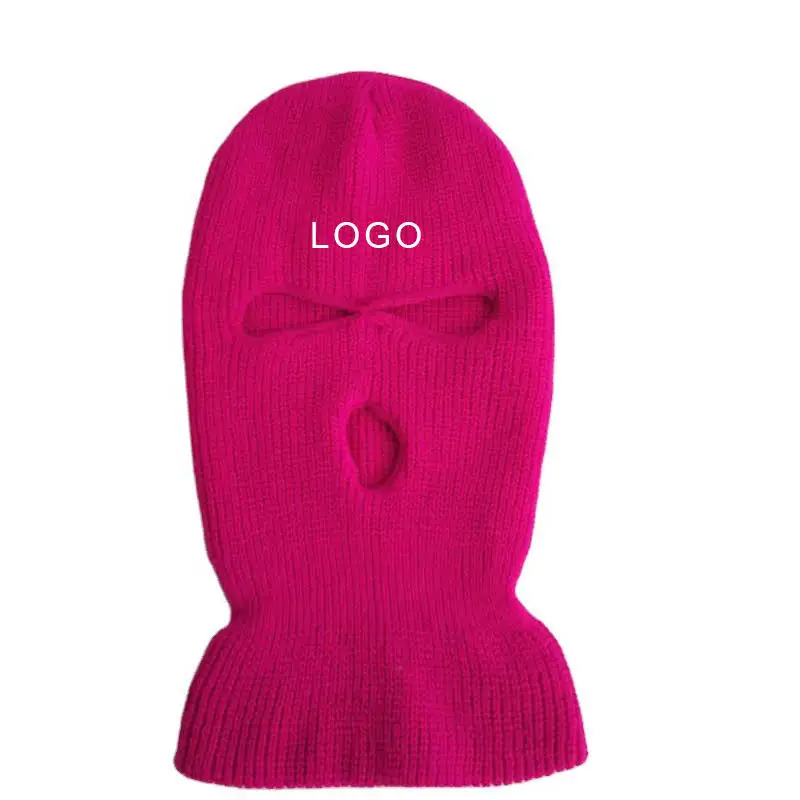 
Wholesale Custom Winter Man Knitted 3 Hole Designer Ski-mask Skimask Fleece Balaclava Motorcycle Full Face Ski Mask Hat 