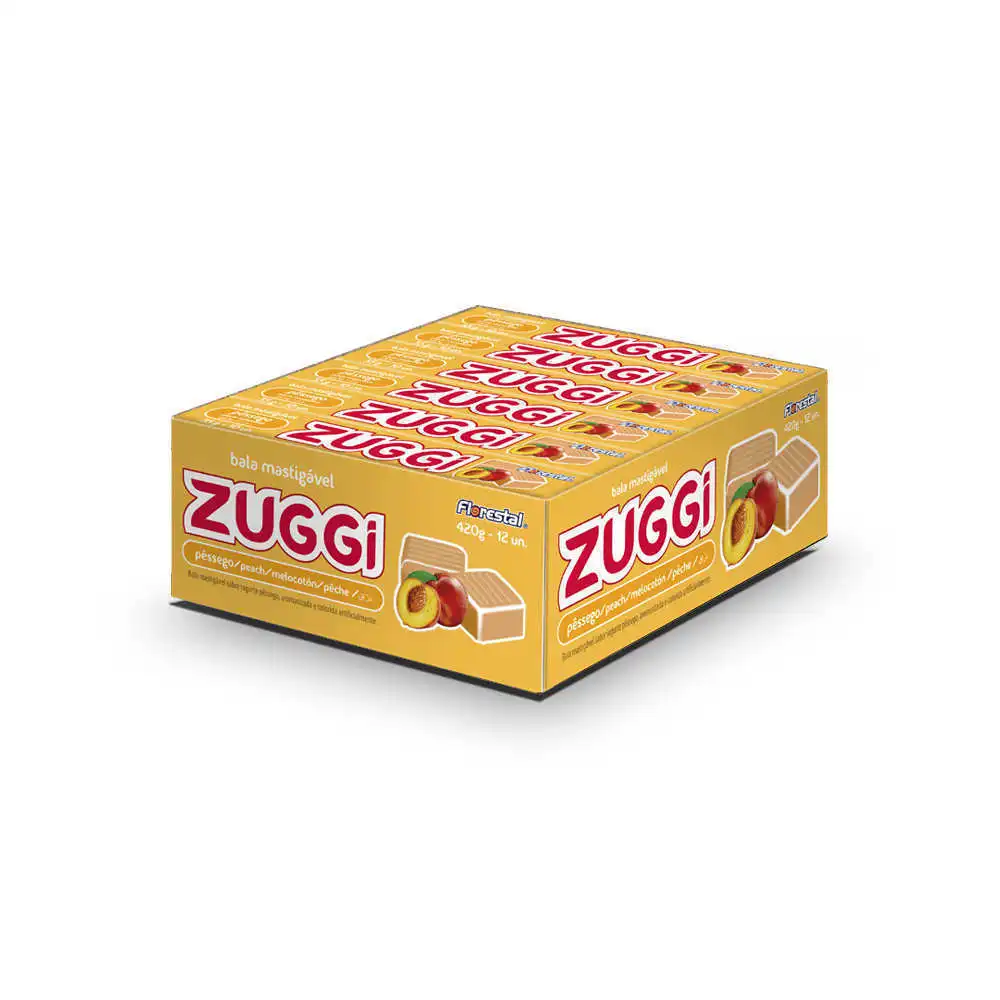 80656 - Zuggi Strawberry, Grape, Peach, Pineaple Chew Candy Soft Drops Candy 35g 24x12un