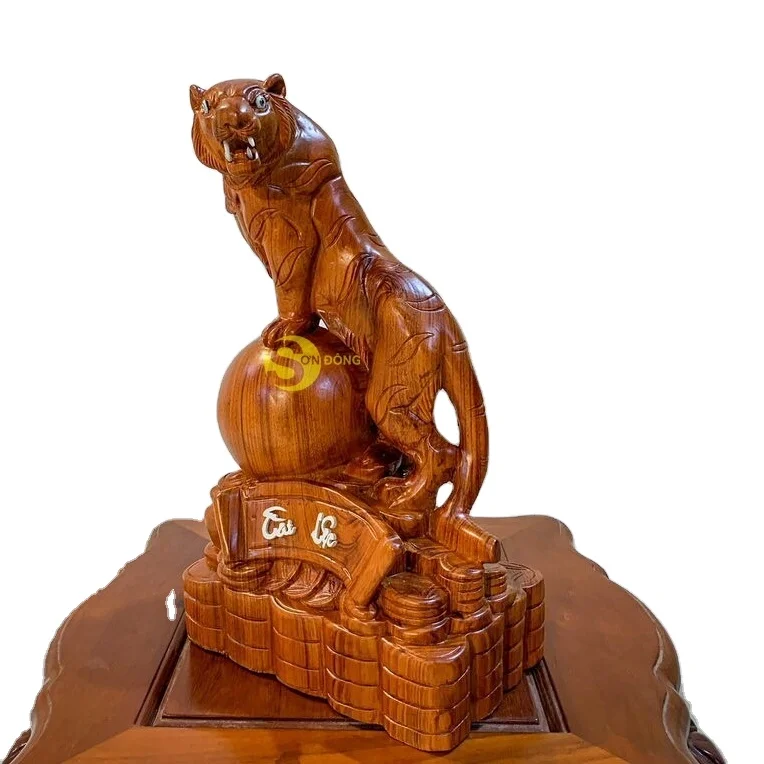 Статуя тигра высота 50 см резная из массива