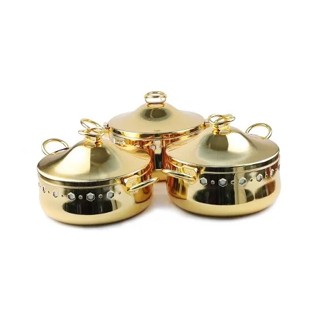 Набор из 3 лучших дизайнов, Индивидуальный размер, твердая латунь, подача пищи, горячий горшок для отеля и ресторана