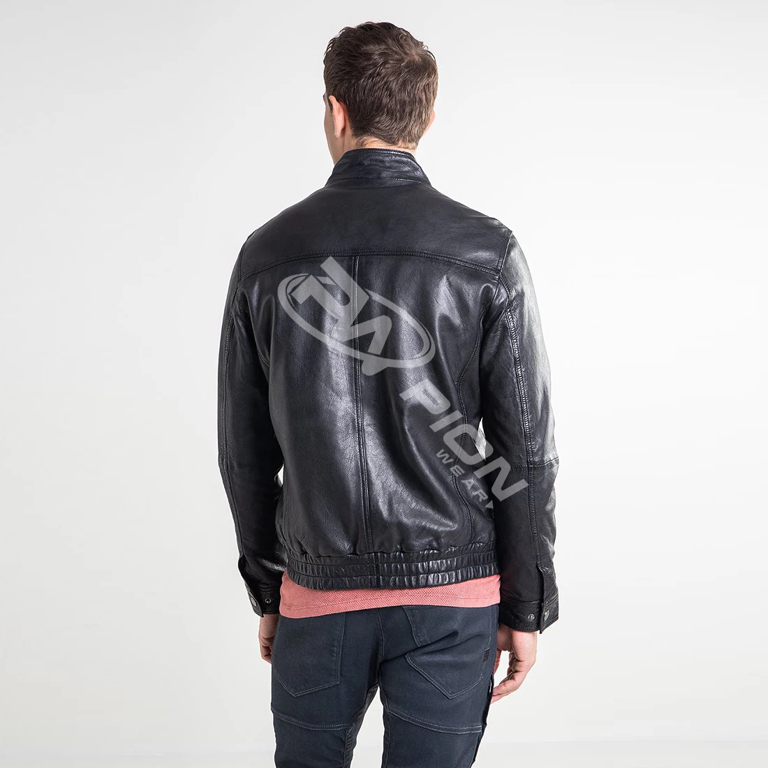 
Casual Stand Collar Zip UP Mens Leather Jacket For Biker Distressed Genuine Top Quality Material sheepskin Leather Jacket & coat 