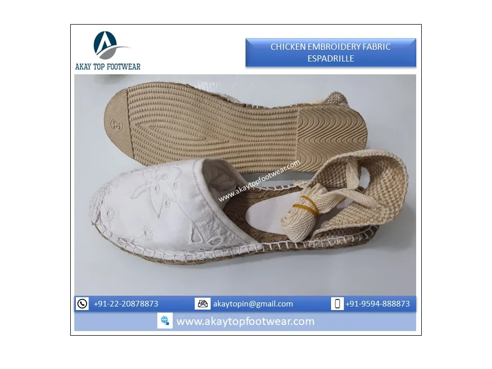2022 New Arrival Espadrille with Chicken Embroidery Fabric in Customized Color Customized Size Espadrille for Women