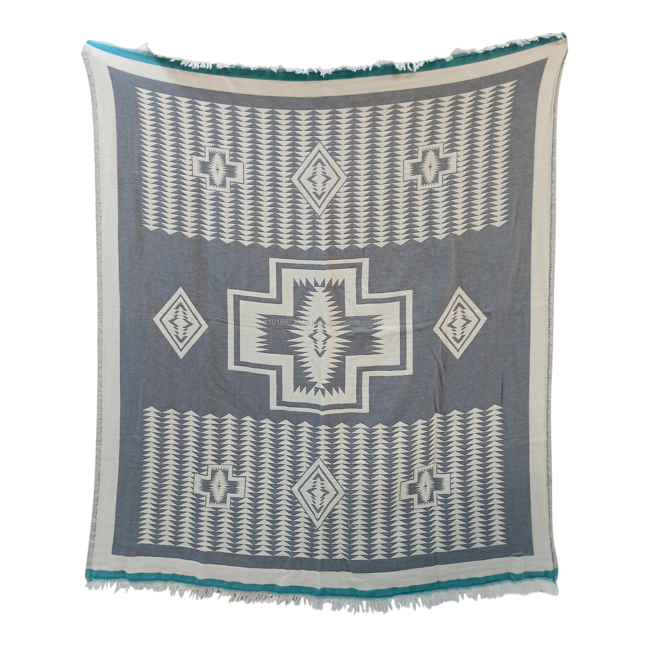 Tribal Design Blanket extra Large Made in Turkey 100% Cotton High Quality Jacquard Collection ThrowBlanket