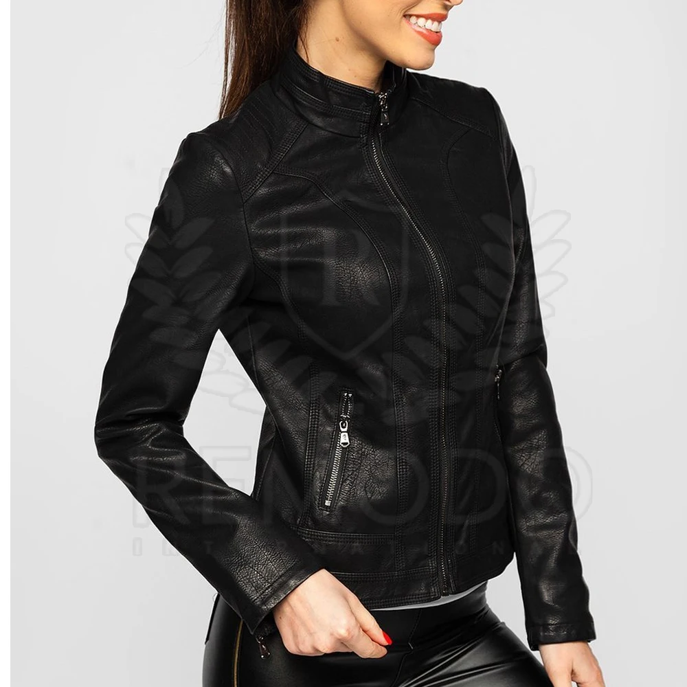 Высококачественная кожаная куртка на заказ для женщин