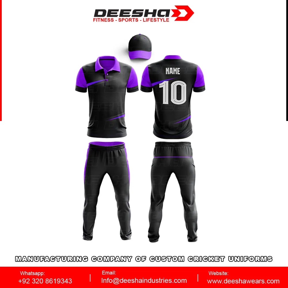 High Quality Custom Made Personalized Cricket Jerseys Sublimated Designs Premium Quality Uniforms Including Bats