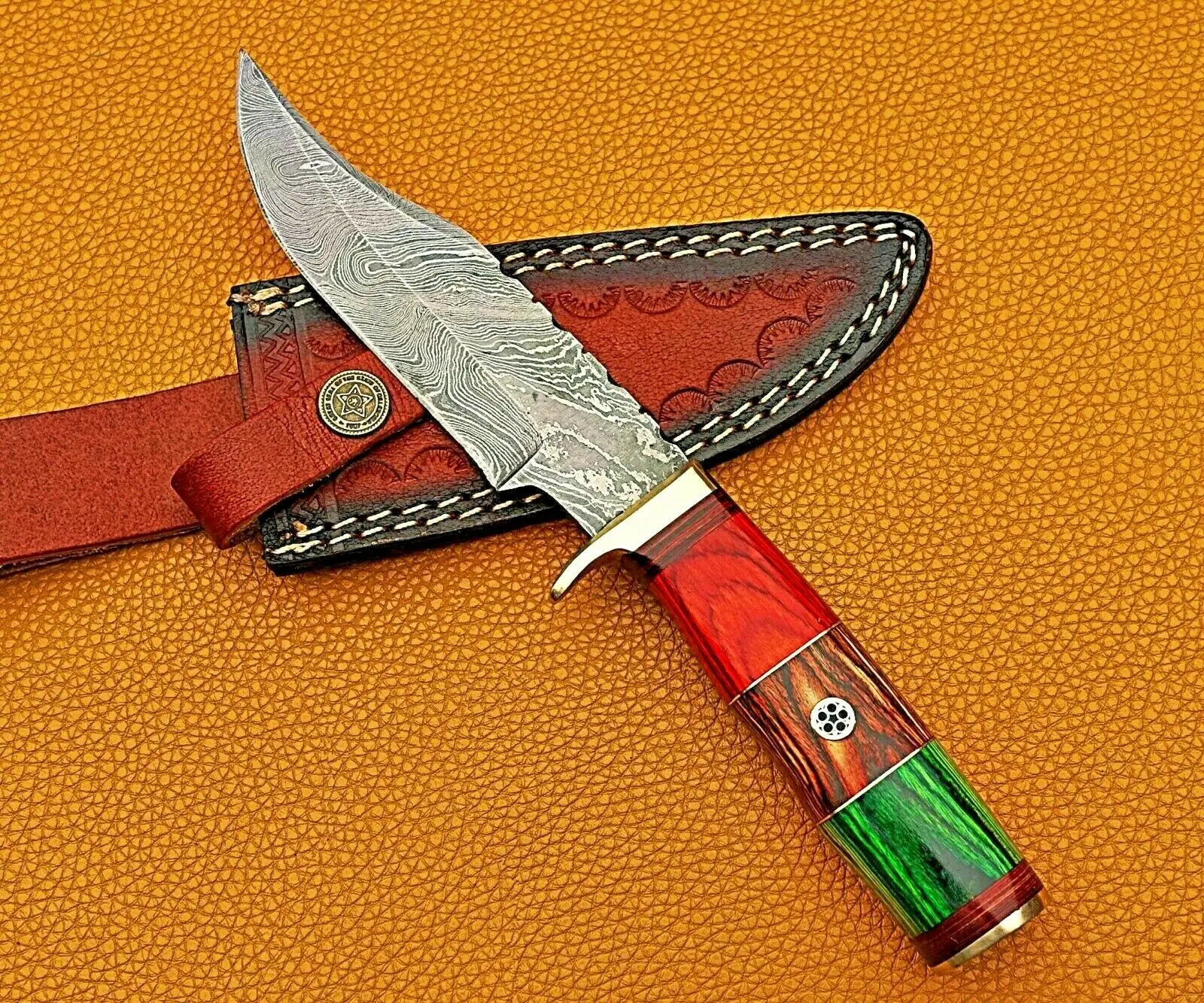 Ручной работы по индивидуальному заказу нож из дамасской стали ручной Кузница охотничьи ножи с кожаным чехлом и Скиннер на открытом воздухе пластичный монтаж