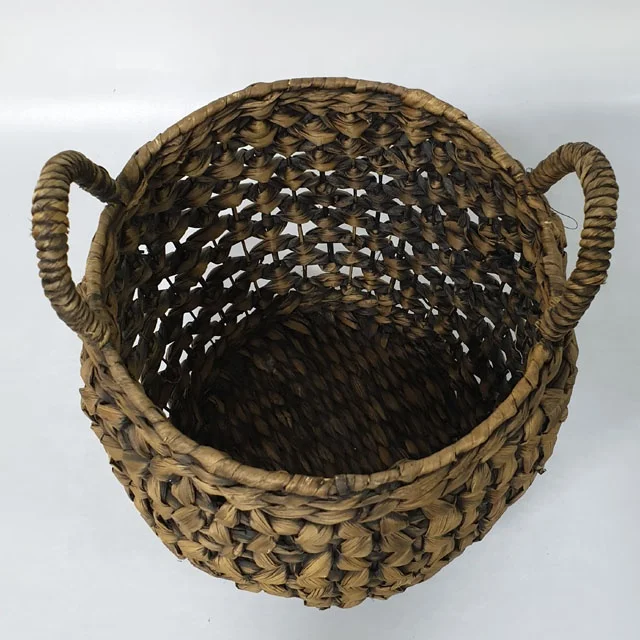 Laundry rattan picnic basket baby gift laundry baskets with handles vietnam houseware  water hyacinth basket for kichen toys