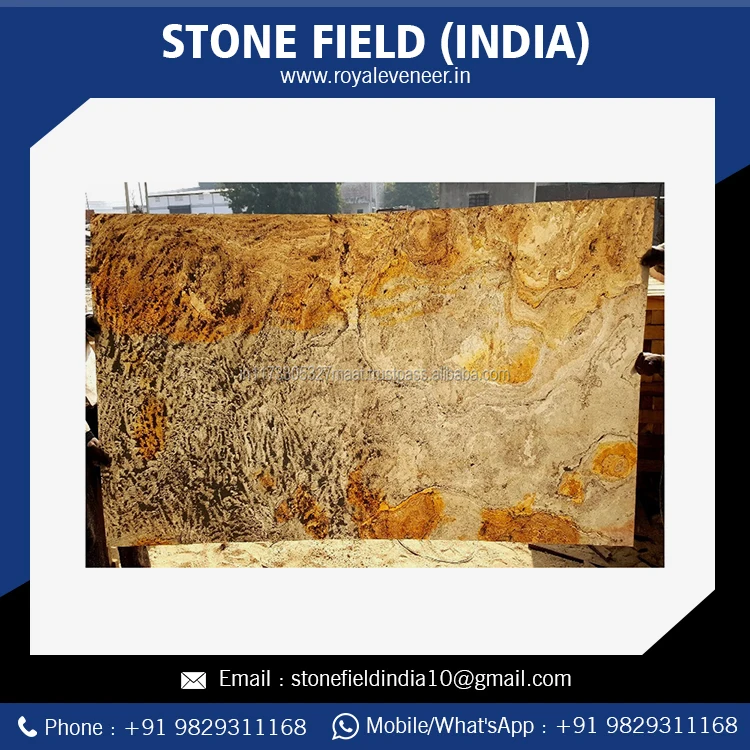 Yellow Stone Veneer Sheet  For Decor Exterior And Interior Design For Pillars At Wholesale Price