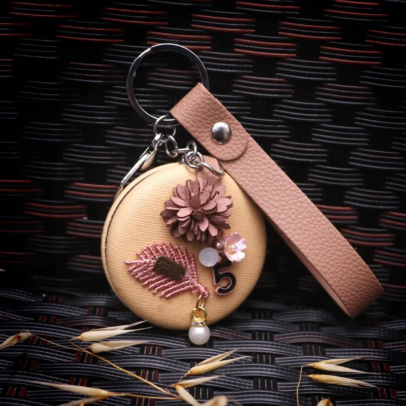 Mini portable cartoon personality folding compact mirror keychain