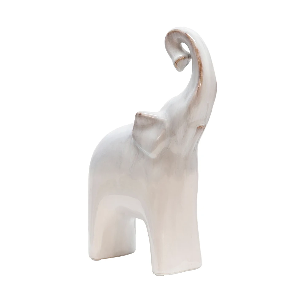 Sagebrook Home Ceramic 6X11 Inch Elephant Figurine Cream Color Premium Quality