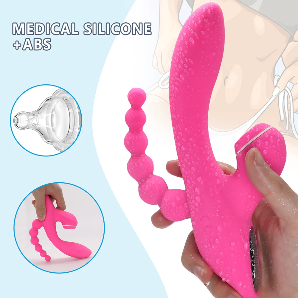 Triple stimulation sucking vibrator clitoral suction toy women sex toys 7 modes rechargeable waterproof