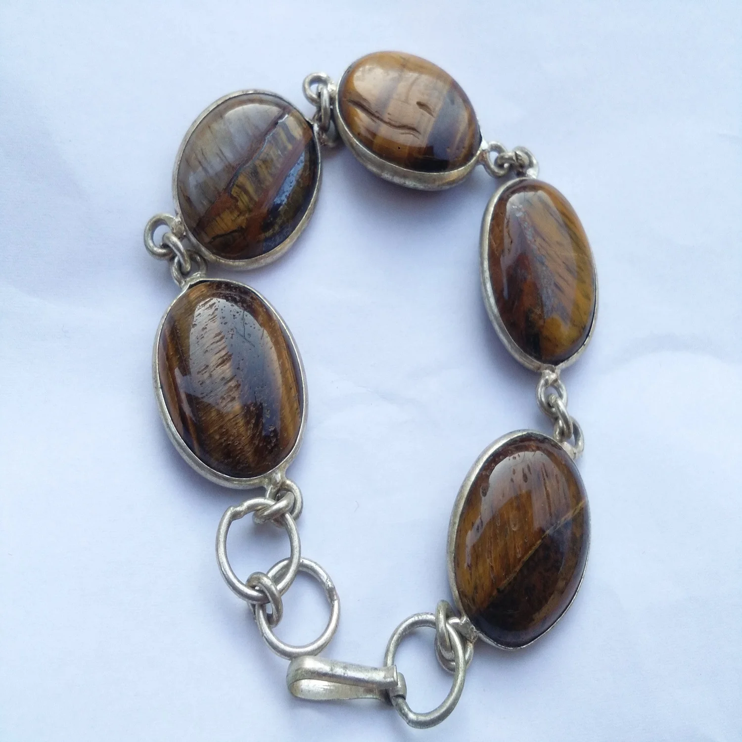 Natural crystal wholesale Gemstones Tiger Eye Silver Electroplated  Bracelet Beautiful super Quality