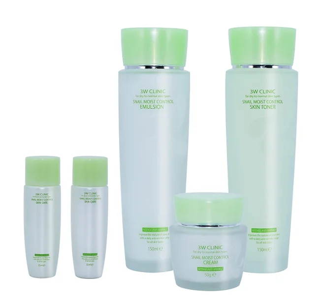 Korea cosmetic 3W CLINIC SNAIL MOIST CONTROL SKIN CARE SET Anti-wrinkle Anti-aging nutrition g facial care K-beauty