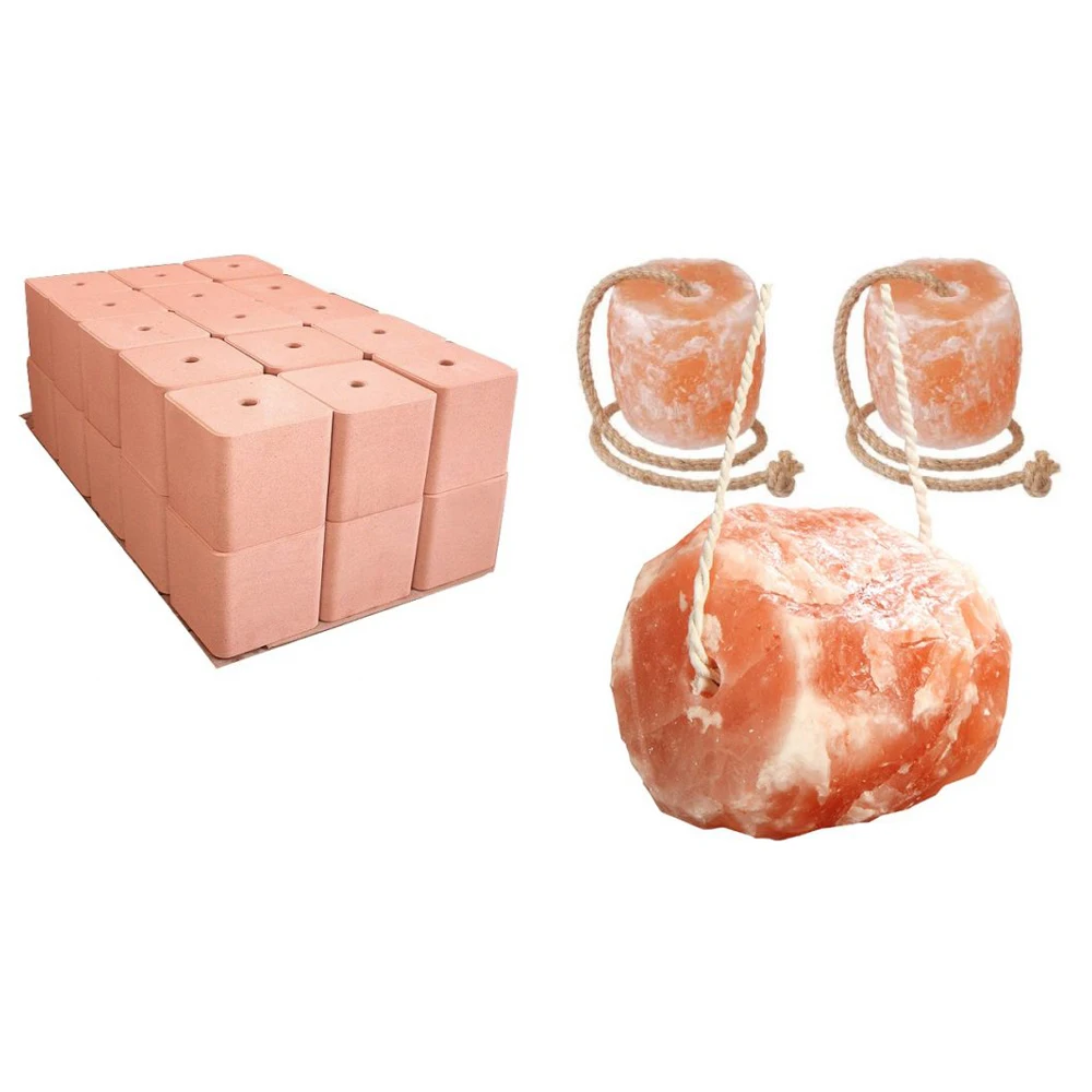 Оптовая продажа, цена 2021, гималайский солевой блок, лижущее розовое извилие животного для лошади, крупного рогатого скота, квадратной формы с веревкой