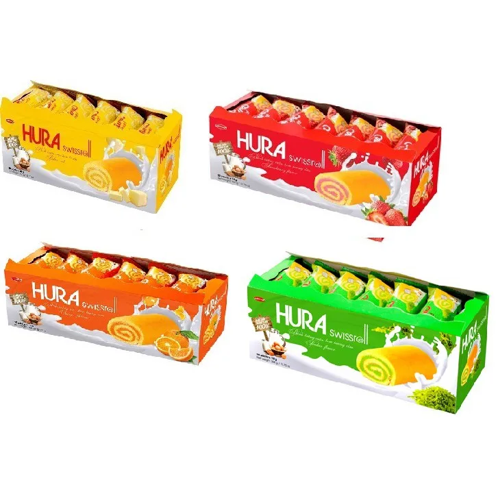 Для обеда, Вьетнам, вкус Pandan, Hura Swissroll, мягкий торт в пластиковом пакете, 360 г