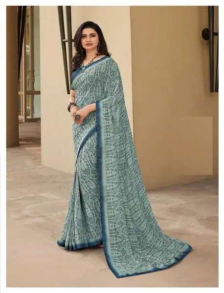 Most beautiful and attractive georgette heavy sequence work saree with blouse piece indian women wear cheap low price wholesale
