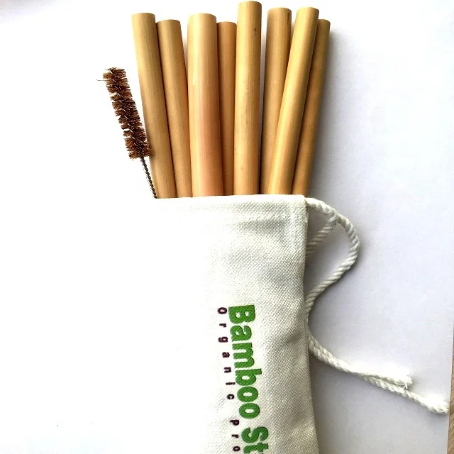 Wholesale Price Vietnam Factory Natural and organic bamboo straw set bamboo straw with brush Customized Bamboo Straw
