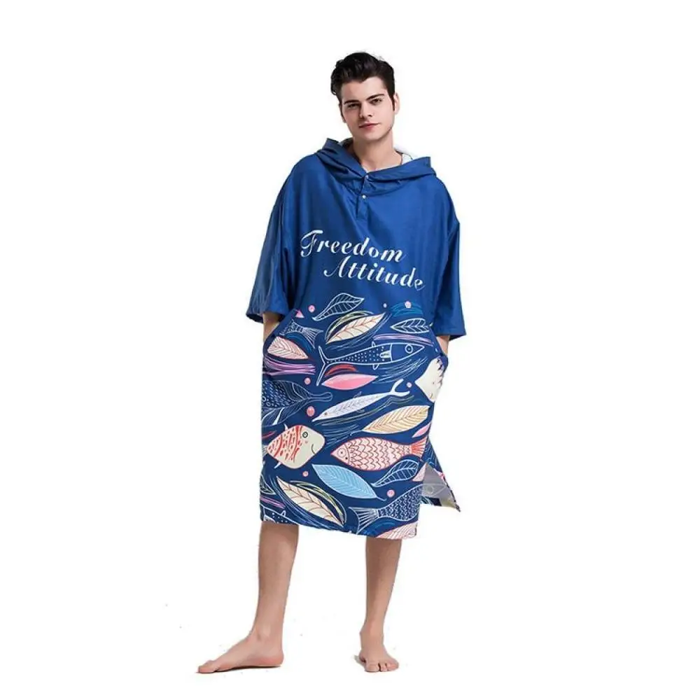 
Promotional customized microfiber poncho sand free hooded bath towel for adults 