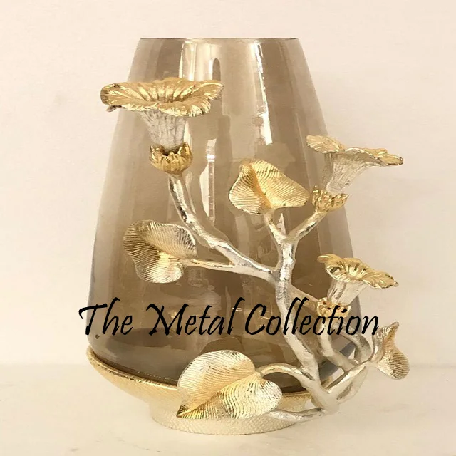 Crystal Glass Flower Vase for Restaurant Office & Wedding Flower pot decorative Gold Color Modern Design Glass Plant Vase