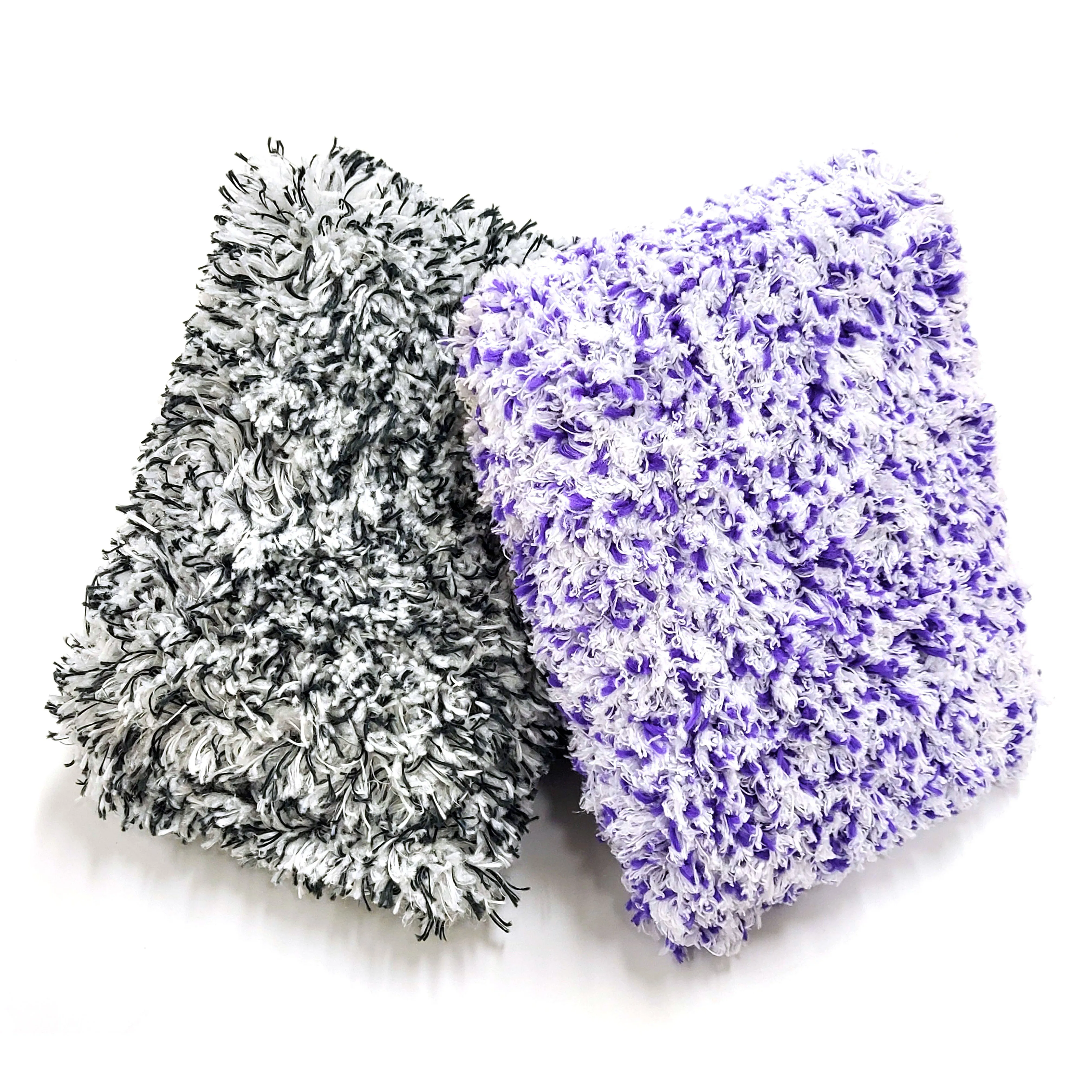 Пурпурная подушка для мытья автомобиля из микрофибры и вискозы OEM, уход за автомобилем, длинный ворс 16x23 см, Высококачественная пузырчатая очистка, Премиум качество