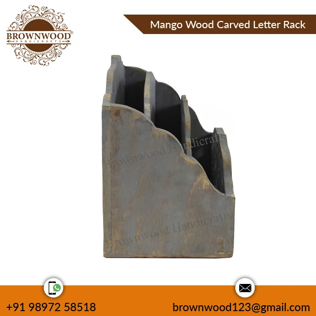Wholesale Supplier of Best Quality Durable Handmade Mango Wood Carved Letter Rack For Home Office Desk Use Factory Price