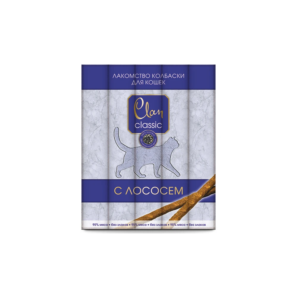 CLAN De File complete food for cats salmon sausages