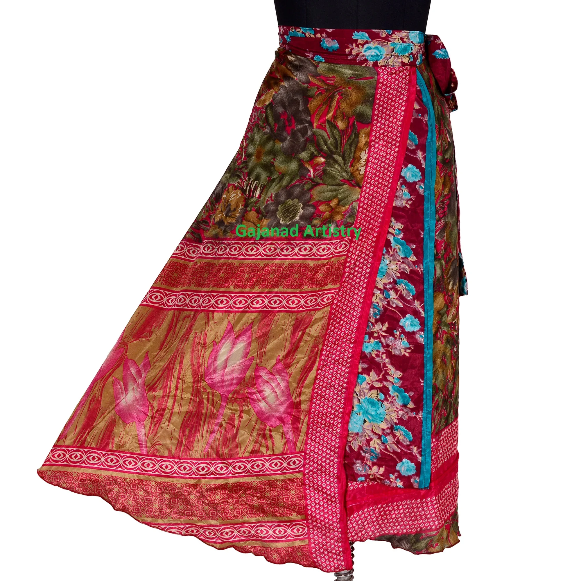 Vintage silk reversible long skirt Vintage  Silk Long  wrap around long  Silk sari long wrap skirt reversible women dress