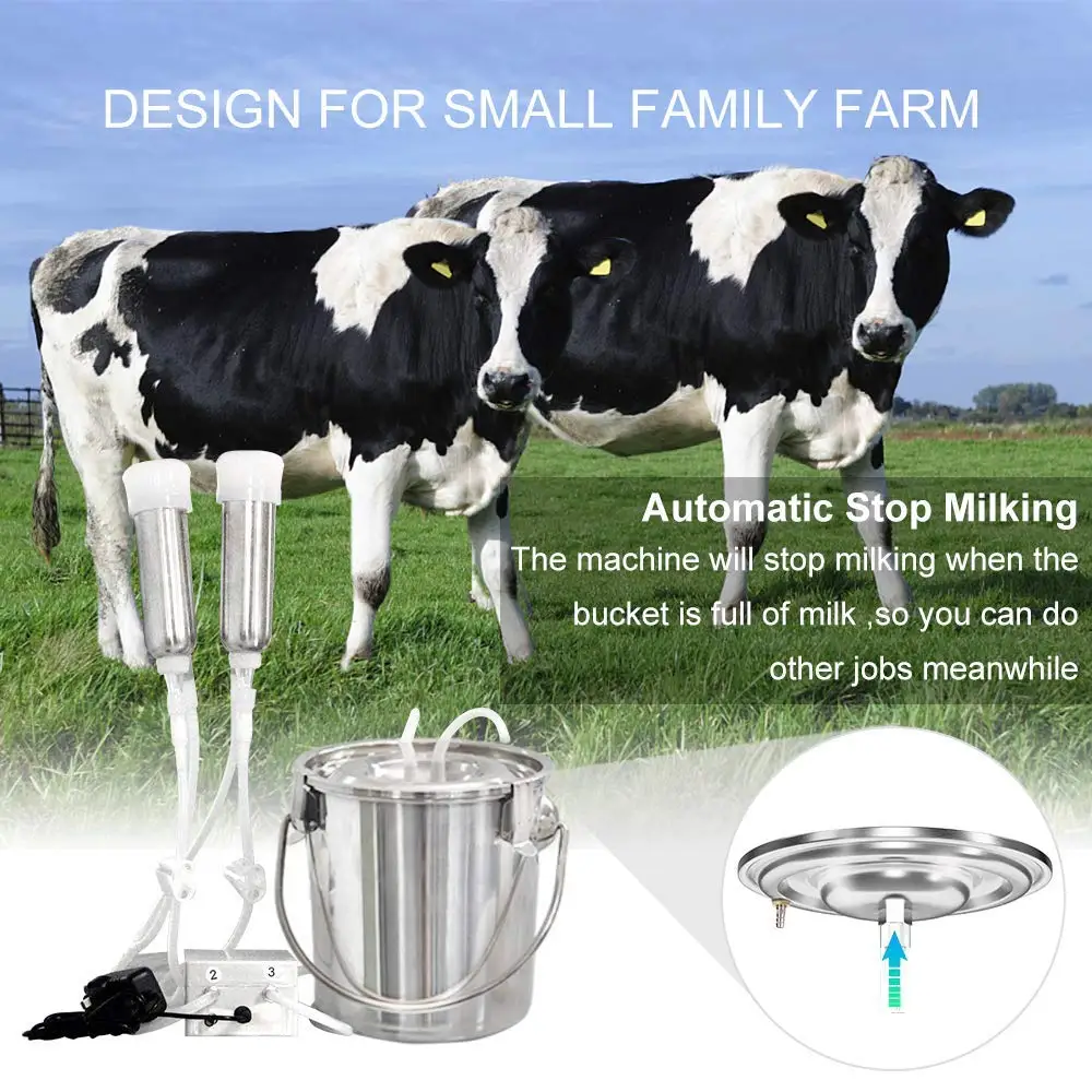 Stainless Steel Double Bucket Portable Cow Milking Machine