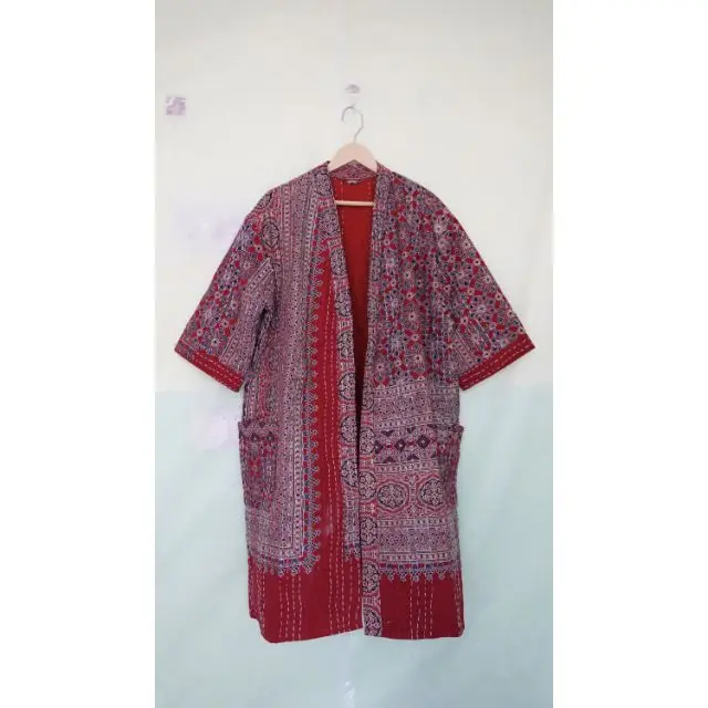 Цветочное одеяло Kantha хлопковое кимоно банный халат куртка подружки невесты пляжная одежда платье для беременных
