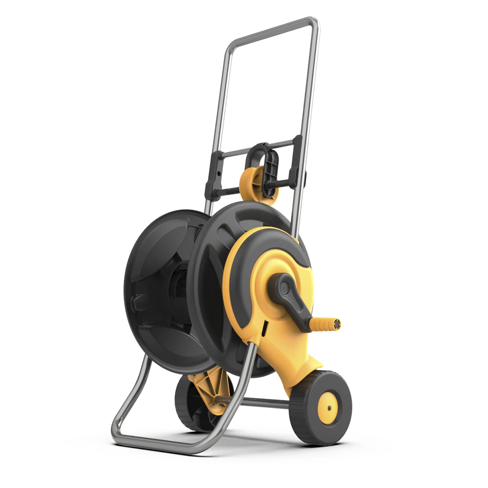 metal frame hose reel cart with hose guide