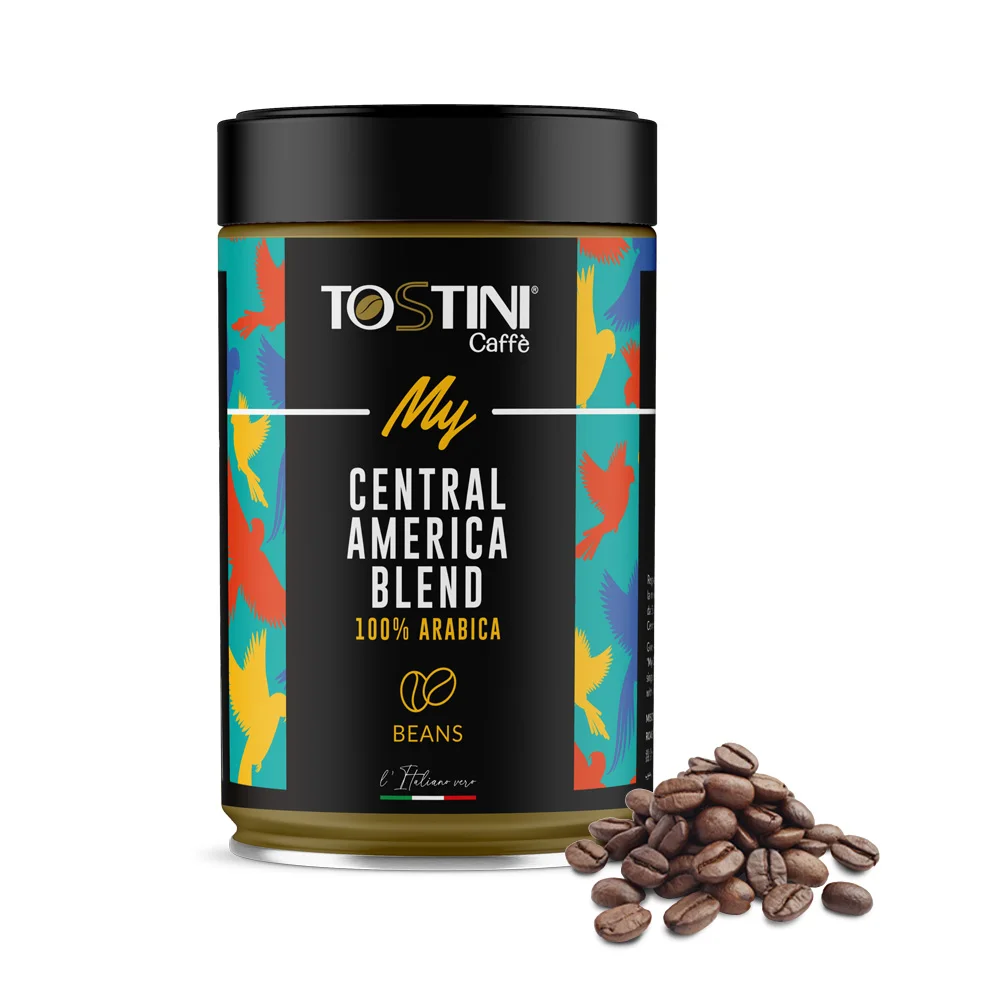 Высококачественная кофейная смесь арабики Tostini My Central America 100%, банки для упаковки кофейных зерен 250 г, Сделано в Италии