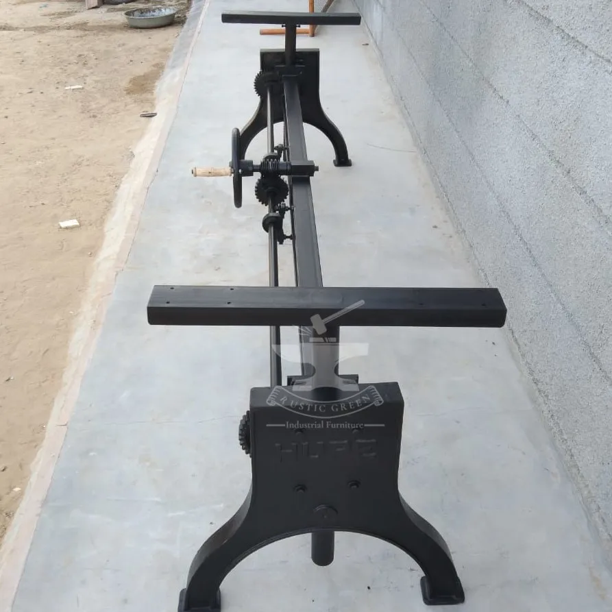 New Industrial Crank Adjustable Height Table Base Furniture Leg for Table Metal Antique Iron Black with Hand Lift Mechanism