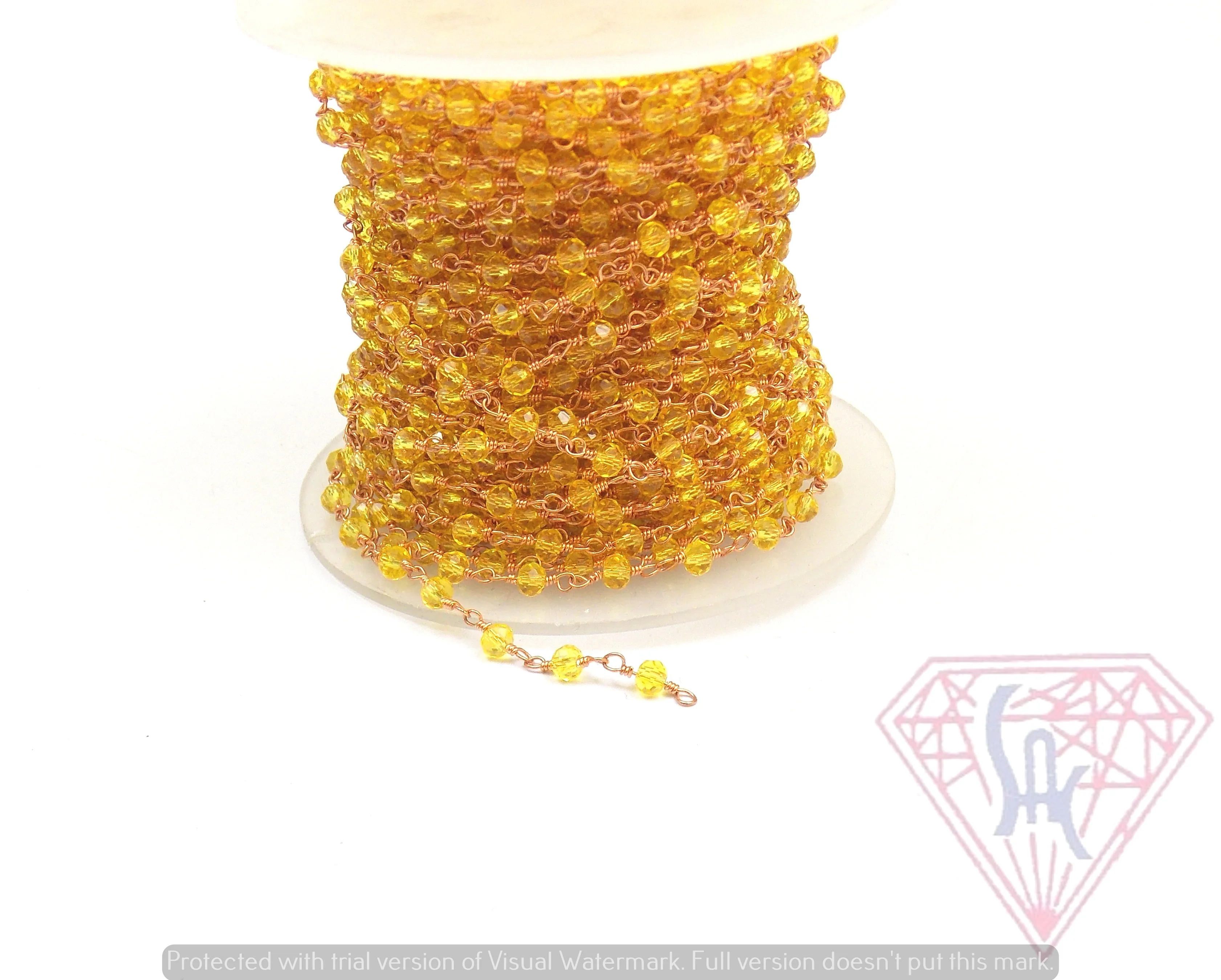 Gold Plated Jewelry Yellow Quartz Wire Wrapped Natural Multi Gemstone Jewelry  Beaded Rosary Coin Charm Chain