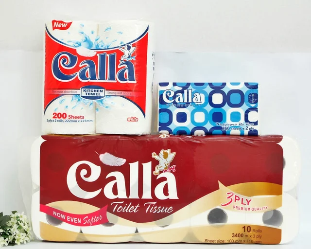 100% virgin pulp, 3 ply, 9 rolls,Calla Toilet tissue produced in Vietnam