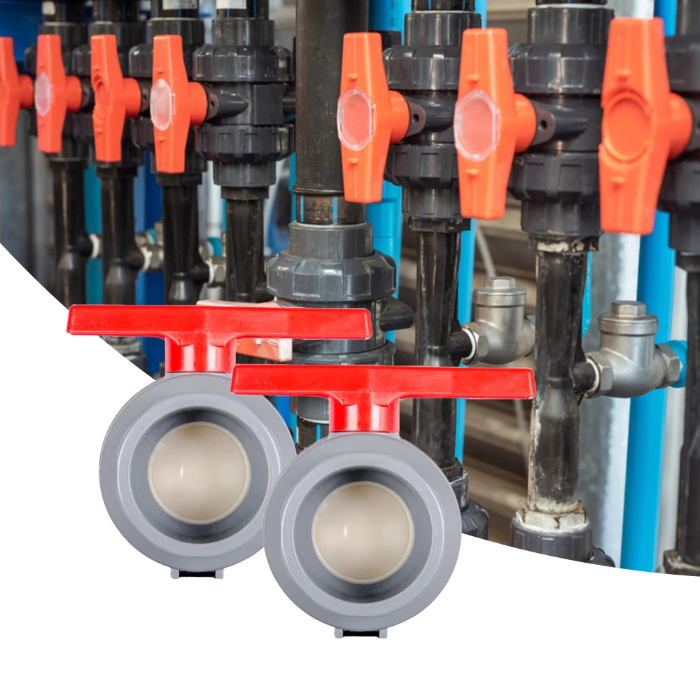 OEM ODM Plastic Material Water Media Normal Temperature Hand Operated Un-Threaded Ball Valve with Red Handle