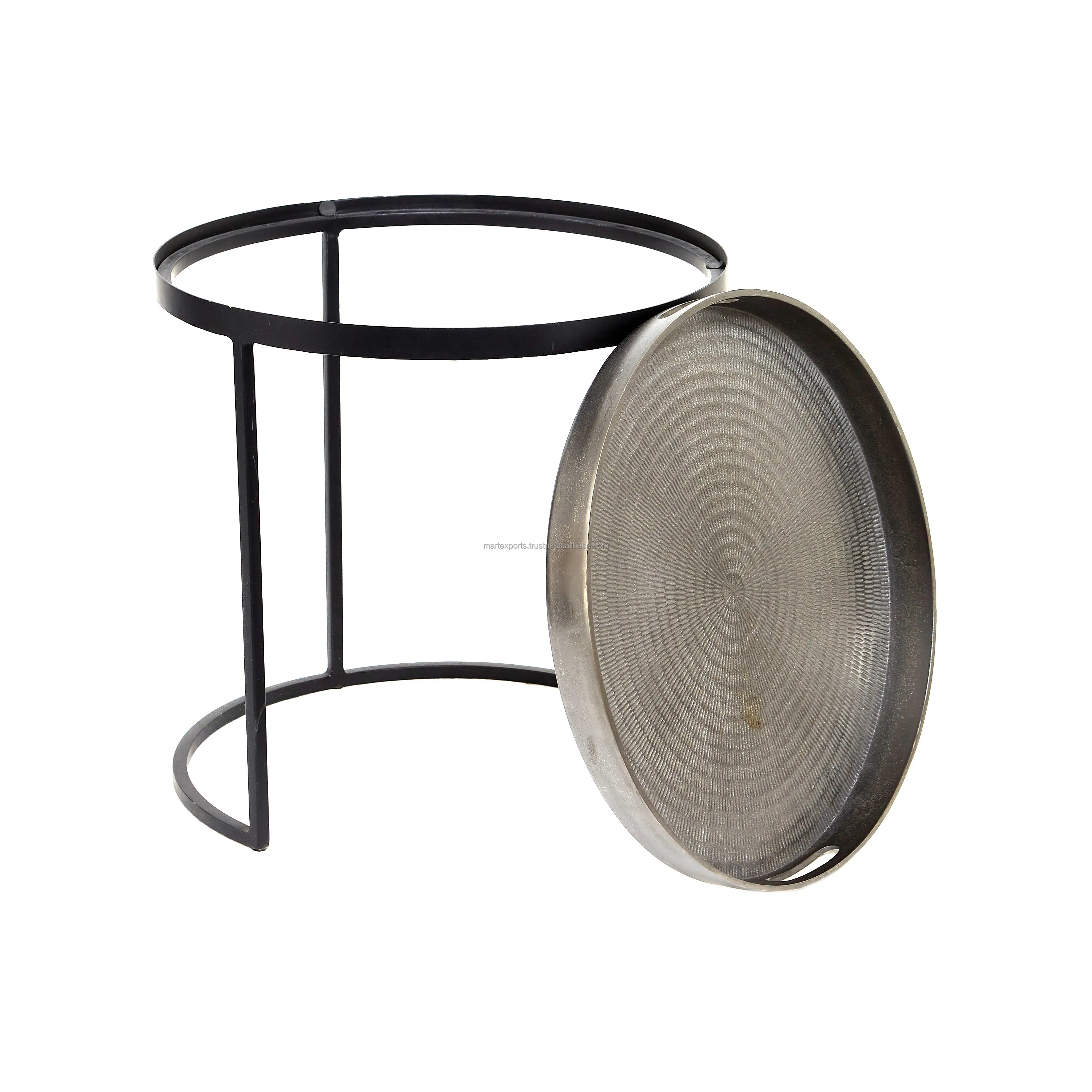 2023 new aluminium set of 2 tray top nesting side tables coffee table for your living room home decor luxury furniture set