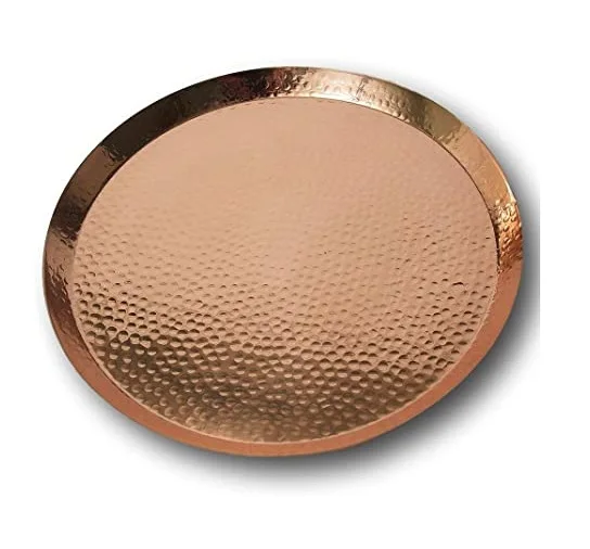 Круглый медный металлический сервировочный поднос оптовая продажа экспортер декоративный ручной работы поставщик