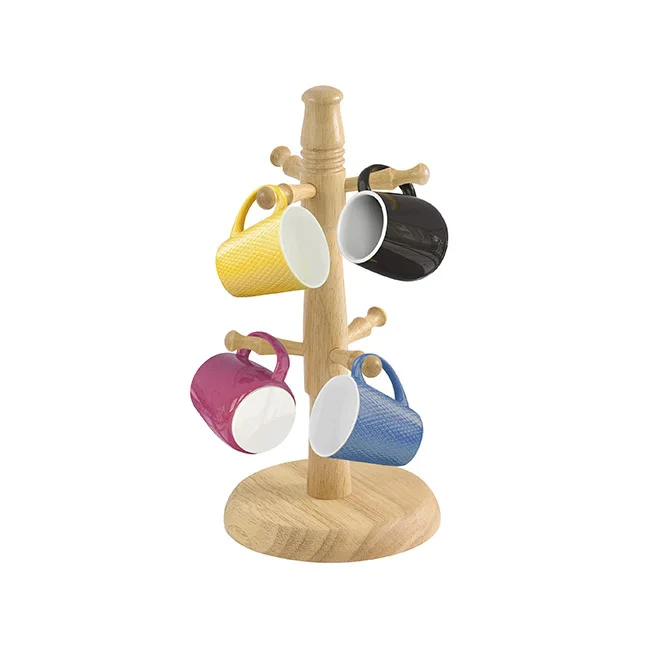 Multipurpose Hihome Wooden Mug Tree Holder Anti-slip Pads Design Can Prevent Scratching Your Countertop Stable & Sturdy